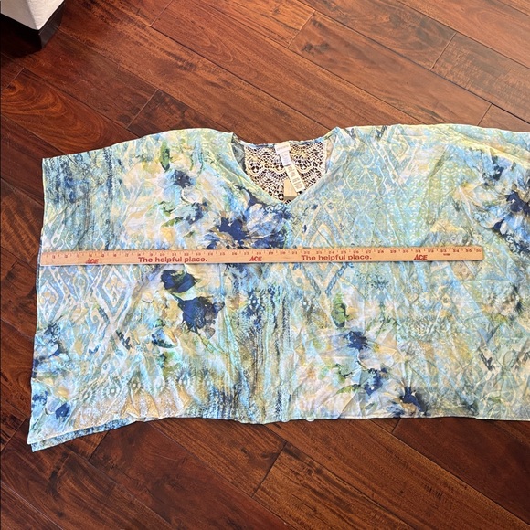 Chico's | Multicolor Blouse with Lace Detail poncho style top - Picture 7 of 11